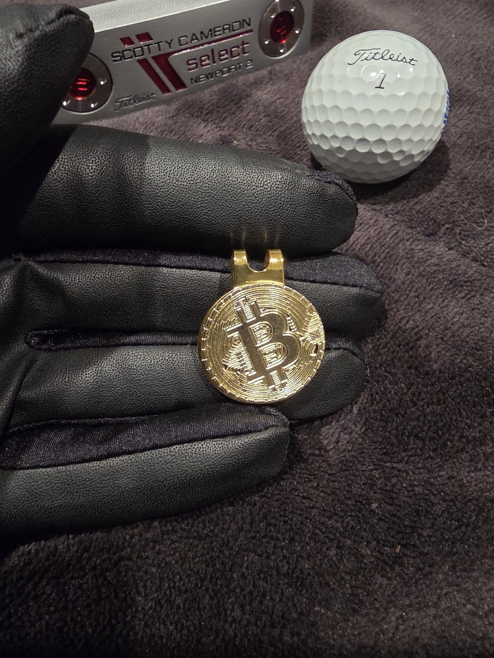 Gold Bitcoin Golf Ball Marker Clip
